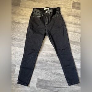Abercrombie & Fitch Black Skinny Jeans with‎ faux leather pocket details